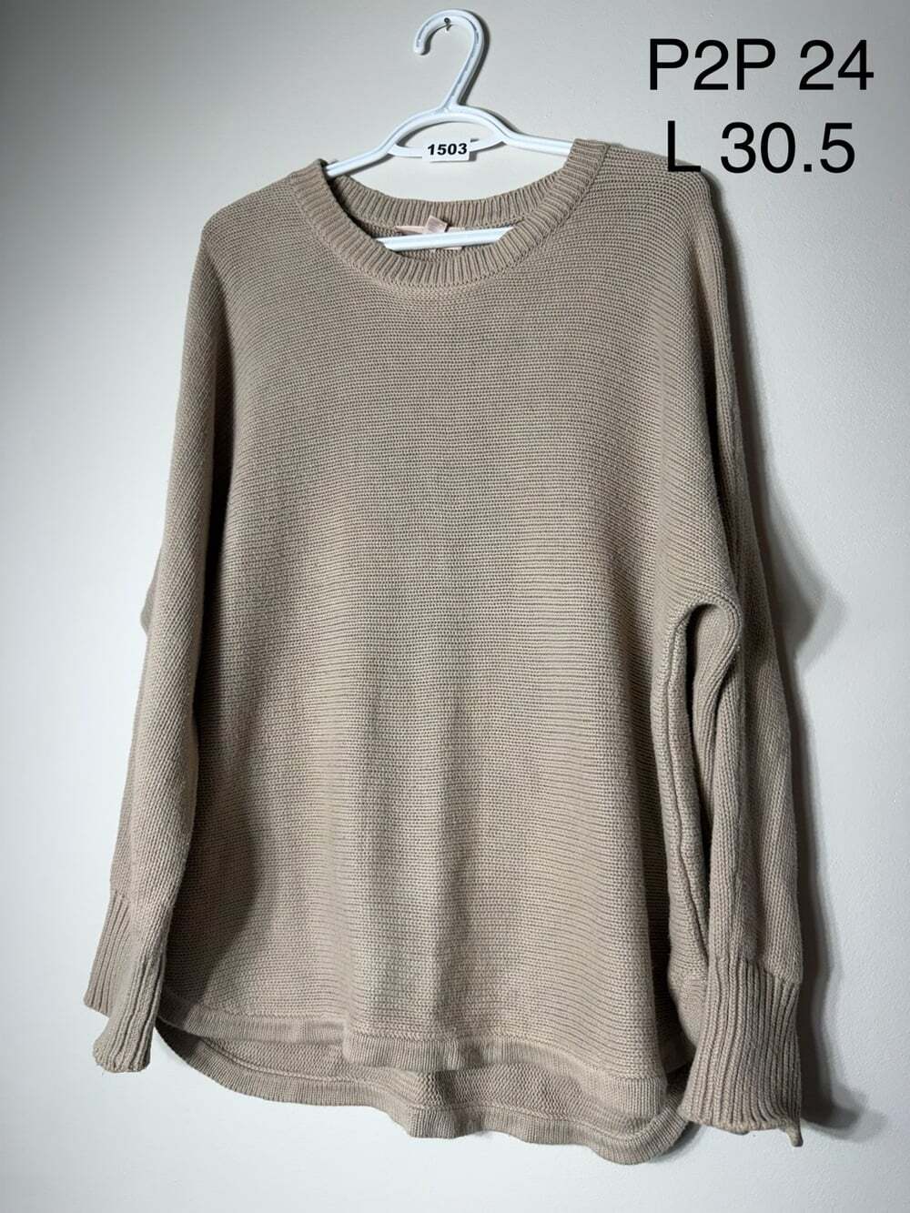Philosophy Republic Clothing Oversized Cotton Knit Sweater XL Beige Taupe Chic